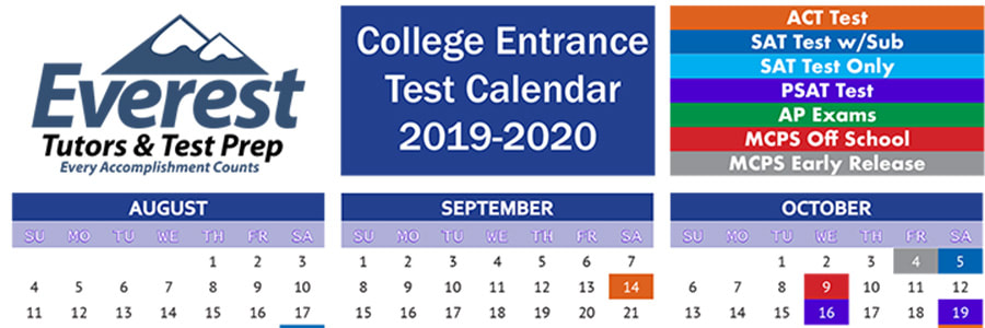 Screen shot of 2019 2020 test calendar